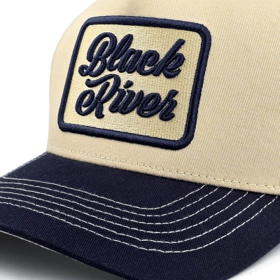 Kappe - Black River Denver Cotton Snapback (creme/marineblau)