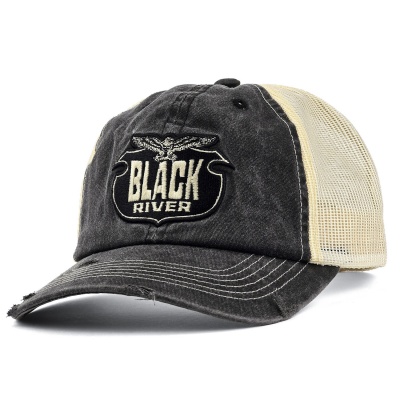 Kappe - Black River Eagle Washed Trucker (schwarz/creme)