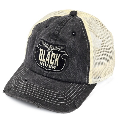 Kappe - Black River Eagle Washed Trucker (schwarz/creme)