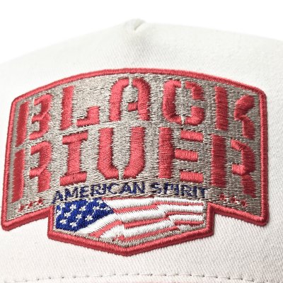 Kappe - Black River Frontier Trucker (cremeweiß/blau/rot)