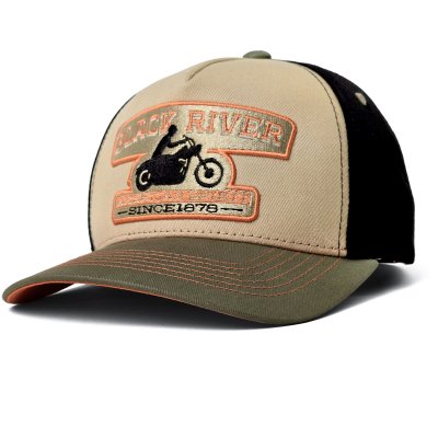 Kappe - Black River Motorcycle Trucker (beige/schwarz/grün)