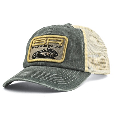 Kappe - Black River Racer Washed Trucker (dunkelgrün/creme)