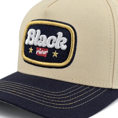 Kappe - Black River Reno Cotton Snapback (creme/marineblau)