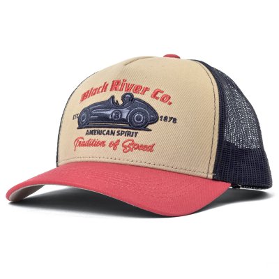 Kappe - Black River Tradition Of Speed Trucker (beige/marineblau/rot)
