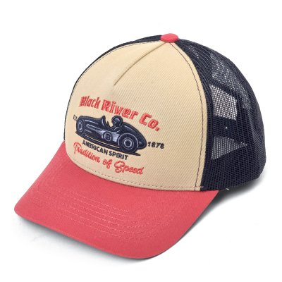 Kappe - Black River Tradition Of Speed Trucker (beige/marineblau/rot)