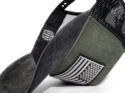 Kappe - Gårda Flag Denim Trucker Cap (grün/schwarz)