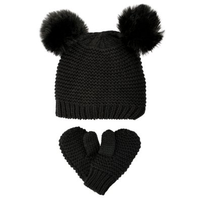 Mütze und Fäustlinge Kind - Gårda Målilla Knitted Set (schwarz)