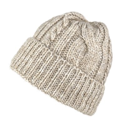 Mützen - Gårda Bormio Cable Knit Wool Mix Beanie (beige)