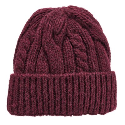 Mützen - Gårda Bormio Cable Knit Wool Mix Beanie (bordeaux)