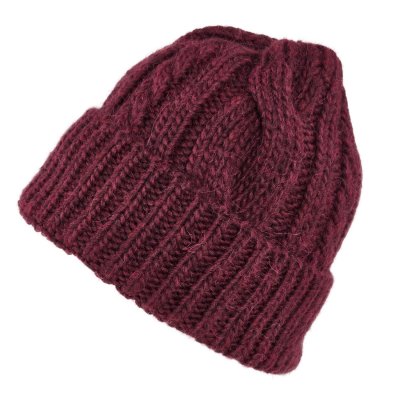 Mützen - Gårda Bormio Cable Knit Wool Mix Beanie (bordeaux)