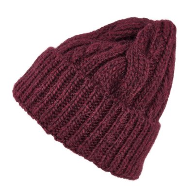 Mützen - Gårda Bormio Cable Knit Wool Mix Beanie (bordeaux)