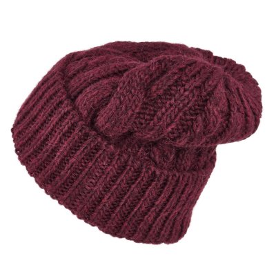Mützen - Gårda Bormio Cable Knit Wool Mix Beanie (bordeaux)