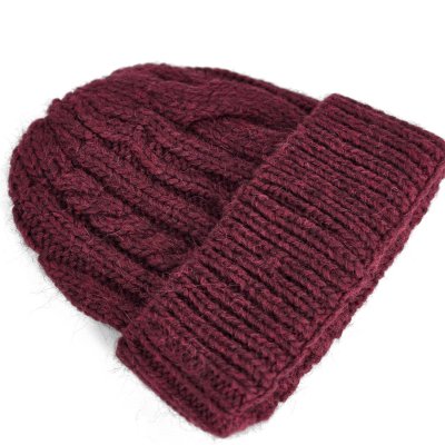 Mützen - Gårda Bormio Cable Knit Wool Mix Beanie (bordeaux)