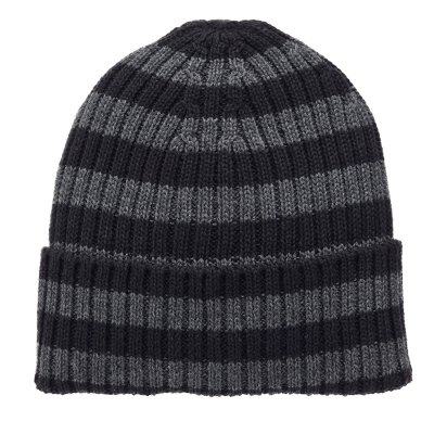 Mützen - Gårda Davos Striped Merino Wool Beanie (grau/schwarz)