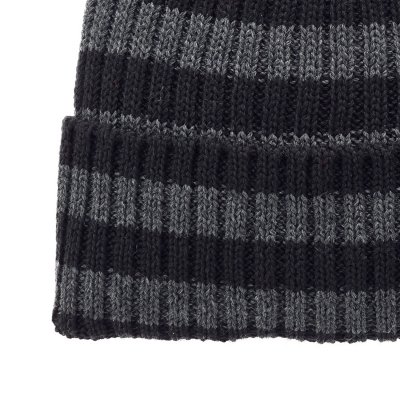 Mützen - Gårda Davos Striped Merino Wool Beanie (grau/schwarz)