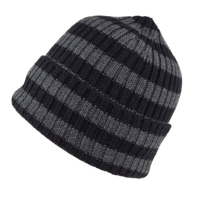 Mützen - Gårda Davos Striped Merino Wool Beanie (grau/schwarz)