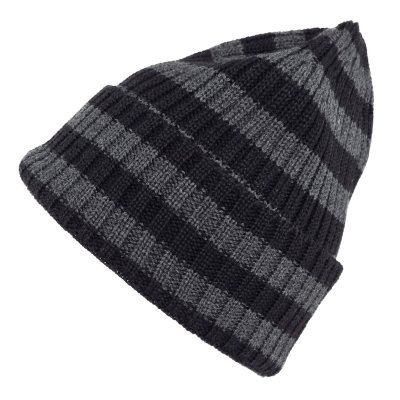 Mützen - Gårda Davos Striped Merino Wool Beanie (grau/schwarz)