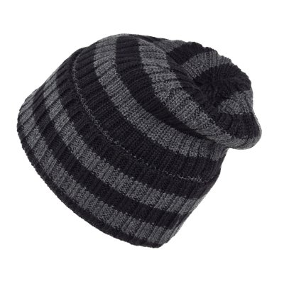 Mützen - Gårda Davos Striped Merino Wool Beanie (grau/schwarz)