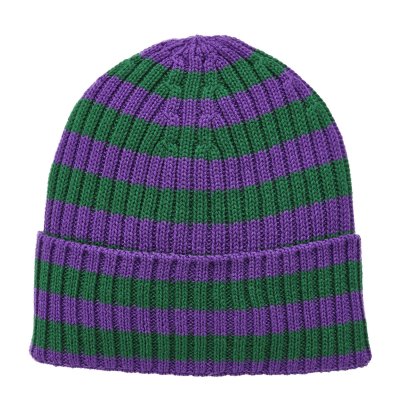 Mützen - Gårda Davos Striped Merino Wool Beanie (grün/lila)