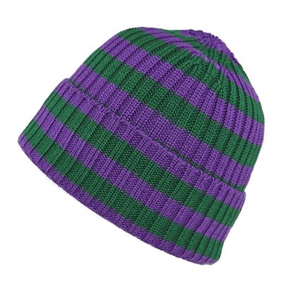 Mützen - Gårda Davos Striped Merino Wool Beanie (grün/lila)