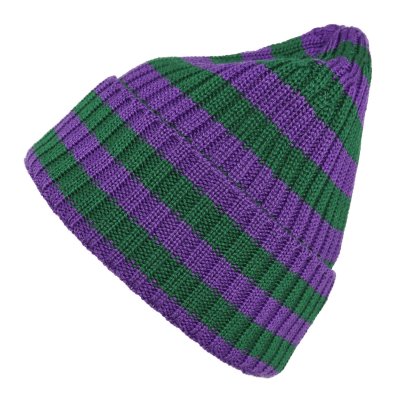 Mützen - Gårda Davos Striped Merino Wool Beanie (grün/lila)