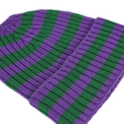 Mützen - Gårda Davos Striped Merino Wool Beanie (grün/lila)