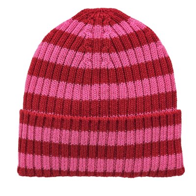 Mützen - Gårda Davos Striped Merino Wool Beanie (rot/rosa)