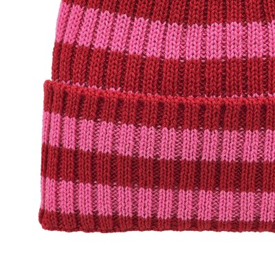 Mützen - Gårda Davos Striped Merino Wool Beanie (rot/rosa)