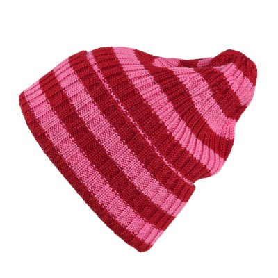 Mützen - Gårda Davos Striped Merino Wool Beanie (rot/rosa)