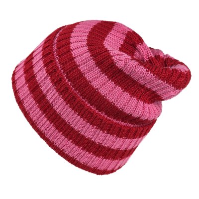 Mützen - Gårda Davos Striped Merino Wool Beanie (rot/rosa)