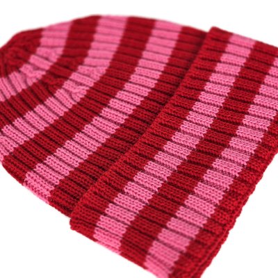 Mützen - Gårda Davos Striped Merino Wool Beanie (rot/rosa)