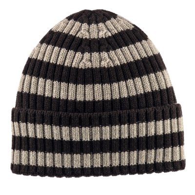 Mützen - Gårda Davos Striped Merino Wool Beanie (braun/beige)