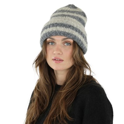 Mützen - Gårda Lech Striped Wool Mix Beanie (beige/grau)