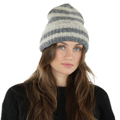 Mützen - Gårda Lech Striped Wool Mix Beanie (beige/grau)