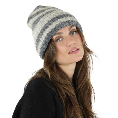Mützen - Gårda Lech Striped Wool Mix Beanie (beige/grau)