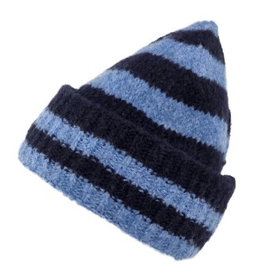Mützen - Gårda Lech Striped Wool Mix Beanie (blau)