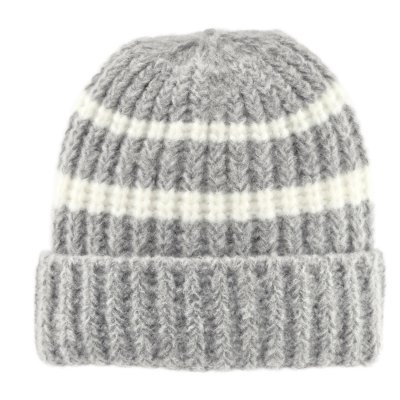 Mützen - Gårda Les Deux Alpes Striped Merino Mix Beanie (grau/weiß)