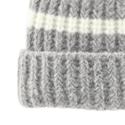 Mützen - Gårda Les Deux Alpes Striped Merino Mix Beanie (grau/weiß)