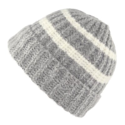 Mützen - Gårda Les Deux Alpes Striped Merino Mix Beanie (grau/weiß)