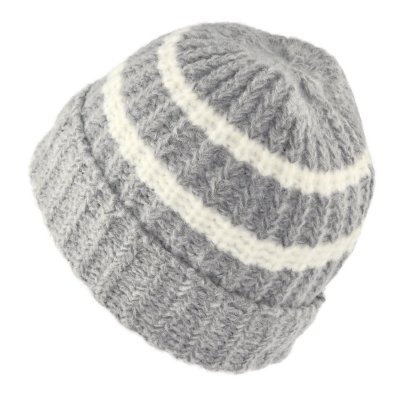 Mützen - Gårda Les Deux Alpes Striped Merino Mix Beanie (grau/weiß)
