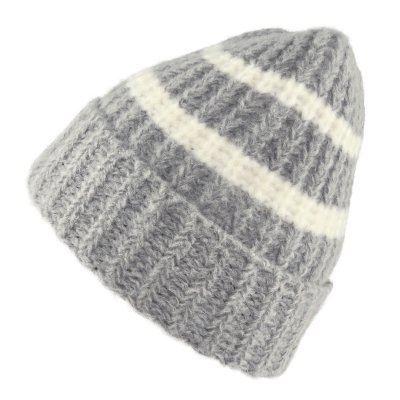 Mützen - Gårda Les Deux Alpes Striped Merino Mix Beanie (grau/weiß)