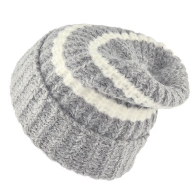 Mützen - Gårda Les Deux Alpes Striped Merino Mix Beanie (grau/weiß)