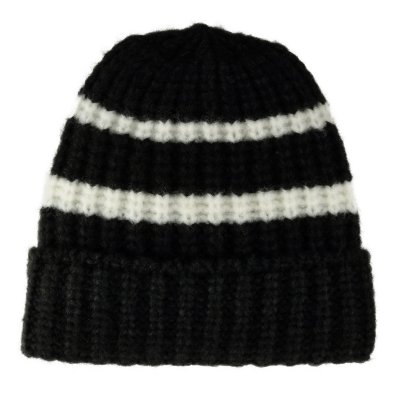 Mützen - Gårda Les Deux Alpes Striped Merino Mix Beanie (schwarz/weiß)