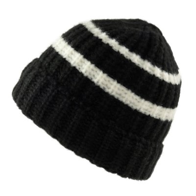 Mützen - Gårda Les Deux Alpes Striped Merino Mix Beanie (schwarz/weiß)