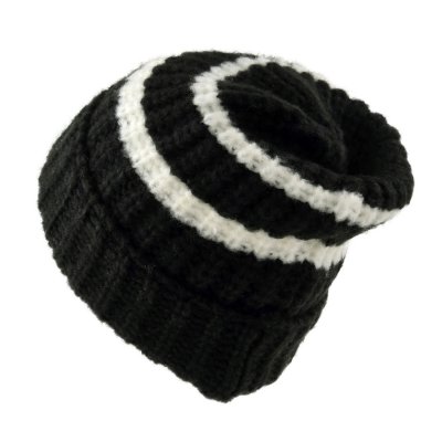 Mützen - Gårda Les Deux Alpes Striped Merino Mix Beanie (schwarz/weiß)