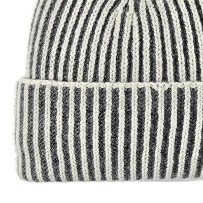 Mützen - Gårda Megève Striped Cashmere Mix Beanie (grau/weiß)
