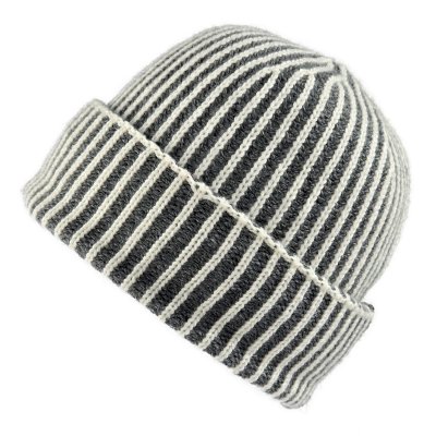 Mützen - Gårda Megève Striped Cashmere Mix Beanie (grau/weiß)