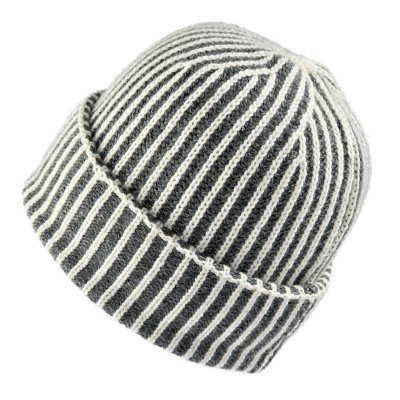 Mützen - Gårda Megève Striped Cashmere Mix Beanie (grau/weiß)