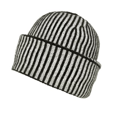 Mützen - Gårda Megève Striped Cashmere Mix Beanie (schwarz/weiß)