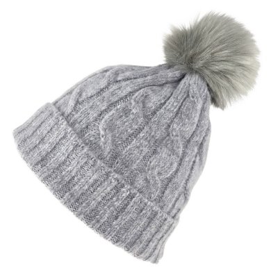 Mützen - Gårda Saas-Fee Cable Knit Wool Mix Beanie (grau)